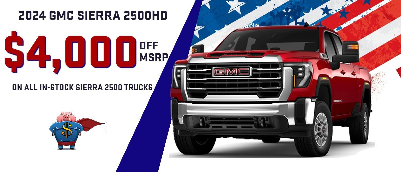 2023 GMC Sierra 2500HD $4,000 Off MSRP (Includes factory and special financing rebates)