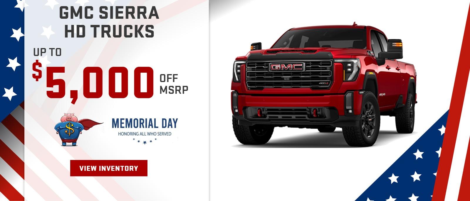 UP TO $5,000 OFF MSRP ON SIERRA 2500HD AND 3500HD TRUCKS AT GLENN POLK CHEVROLET BUICK GMC