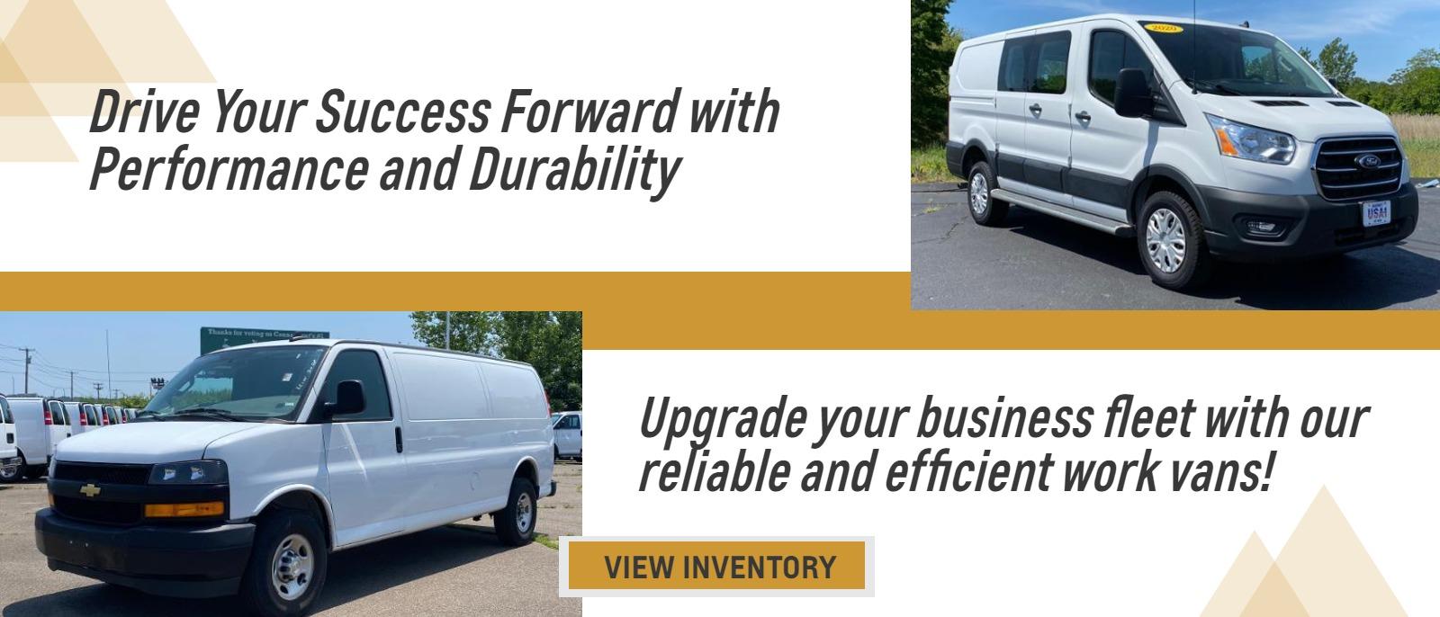 "Drive Your Success Forward with Performance and Durability"

"Upgrade your business fleet with our reliable and efficient work vans!"