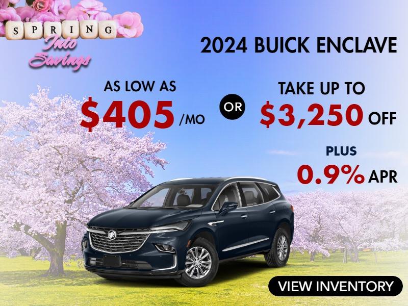 2024 Buick Enclave
Stock B3560

take up to $3250 OFF
plus
0.9% finance
 OR AS LOW AS $405/mo