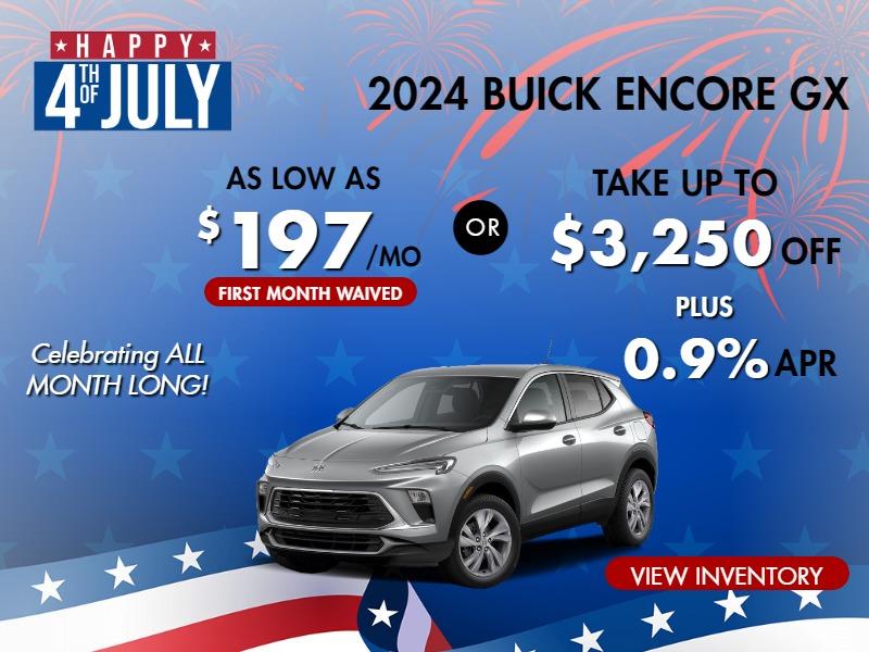 2024 Encore GX AWD 
Stock ba9866 

Take up to $3250 OFF
 PLUS .9% FINANCE
or $197/MO