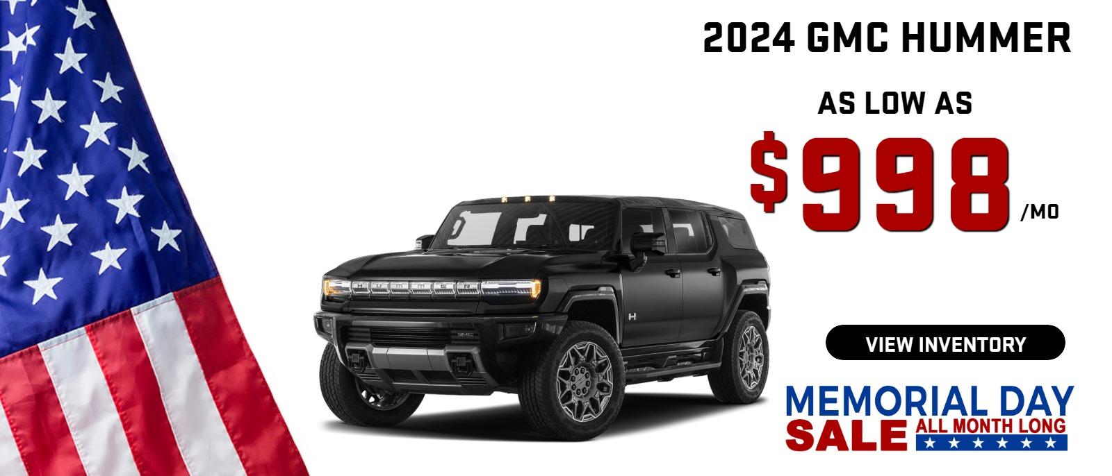 2024 HUMMER

stock G3611
lease as low as $998/mo $6995 down