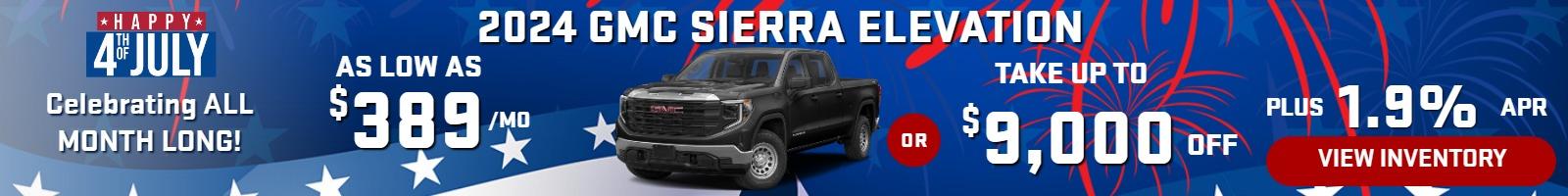 2024 sierra elevation
Stock GA3722

take up to 
$9000 OFF
  PLUS                  
 1.9 % finance

OR  

AS LOW AS 
$389/mo