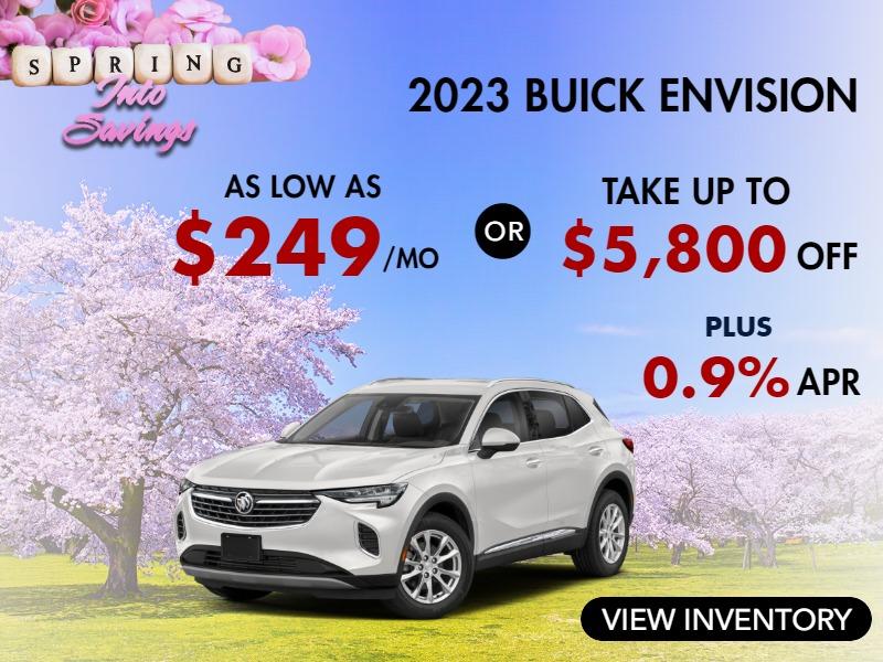2023 Envision
Stock B8430

take up to $5800 OFF 
PLUS
0.9% finance

OR 
AS LOW AS $249/mo