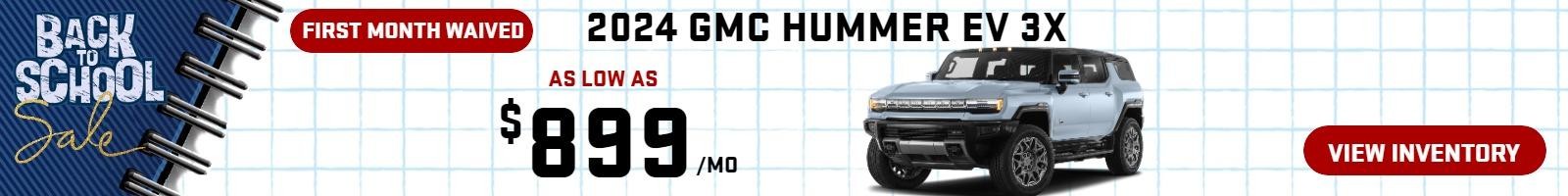 2024 Hummer EV 3x ( first payment waived)
Stock G1464

AS LOW AS 
$899/mo