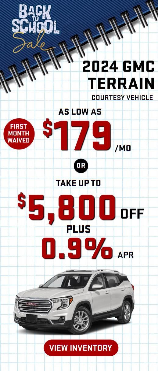 2024 Terrain ( first month waived) ( COURTESY VEHICLE) stock L7468 take up to $5800 OFF  & 0.9% FINANCE   OR   AS LOW AS  $179/MO