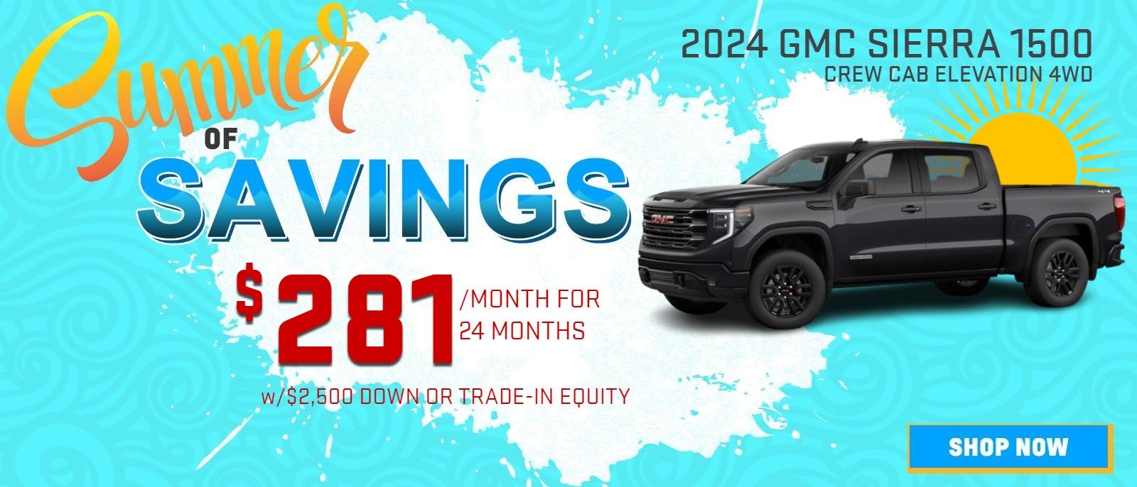 LEASE A 2024 SIERRA 1500 CREW CAB ELEVATION TRUCK FOR $281 PER MONTH FOR 24 MONTHS FROM MIKE YOUNG BUICK GMC IN FRANKENMUTH, MI