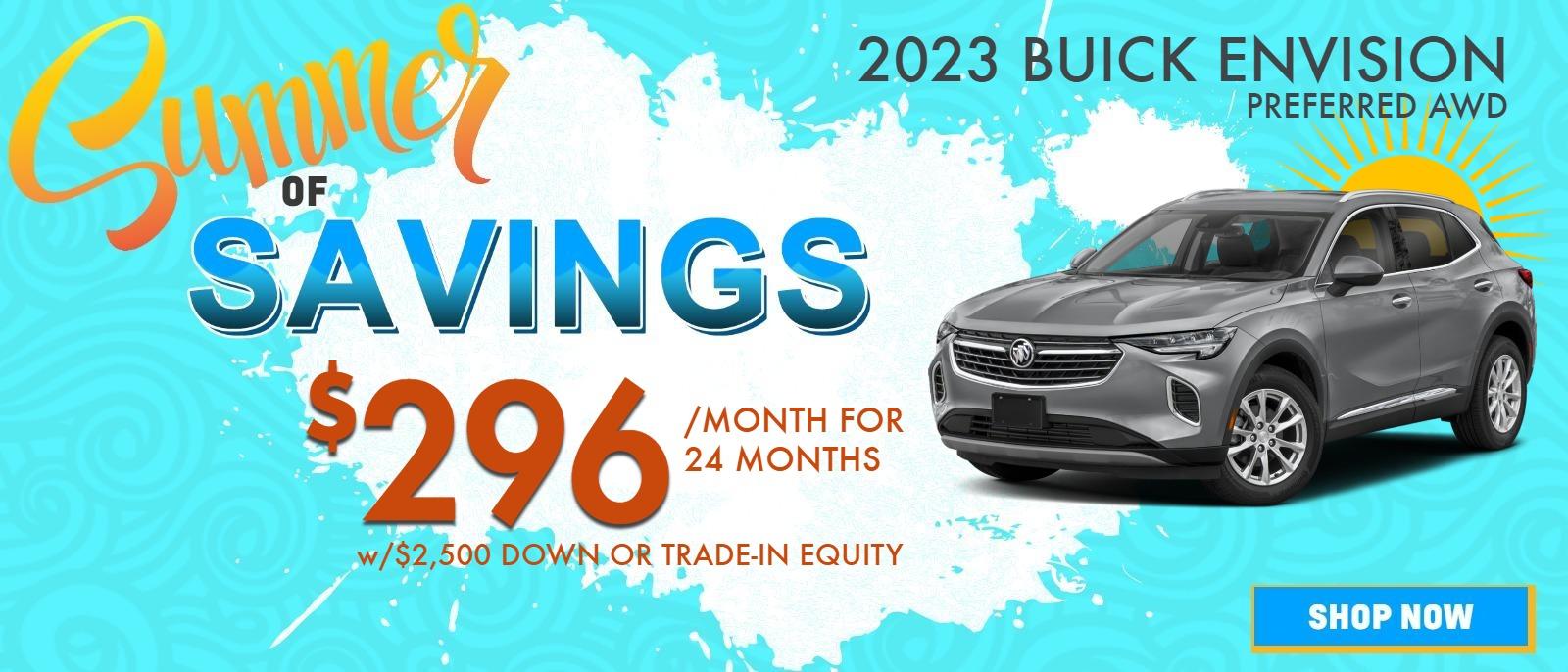 LEASE A 2023 ENVISION PREFERRED AWD FOR $296 PER MONTH FOR 24 MONTHS FROM MIKE YOUNG BUICK GMC IN FRANKENMUTH, MI
