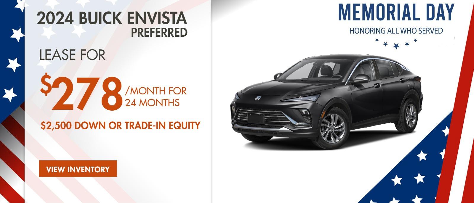 LEASE A 2024 ENVISTA PREFERRED FOR $278 PER MONTH FOR 24 MONTHS FROM MIKE YOUNG BUICK GMC IN FRANKENMUTH, MI