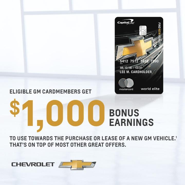 GM Card Bonus Earnings Offer on a New Chevrolet