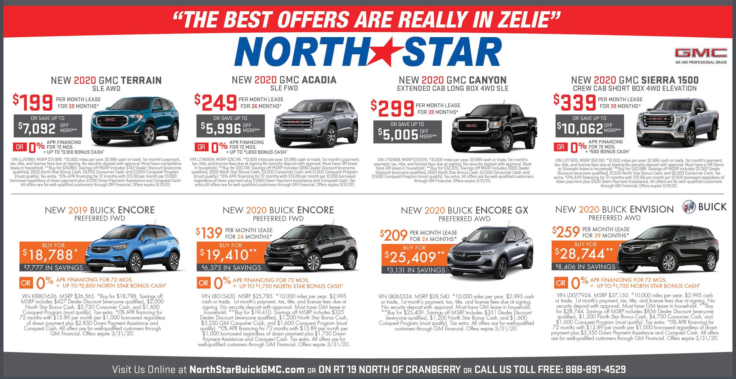 Monthly Newspaper print ad - includes several lease and purchase offers
