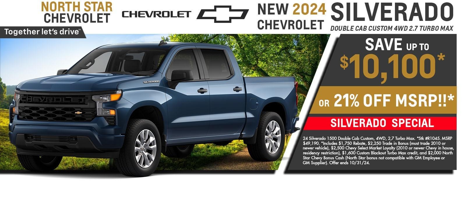 2024 Chevy Silverado save up to $10,100  21% off MSRP