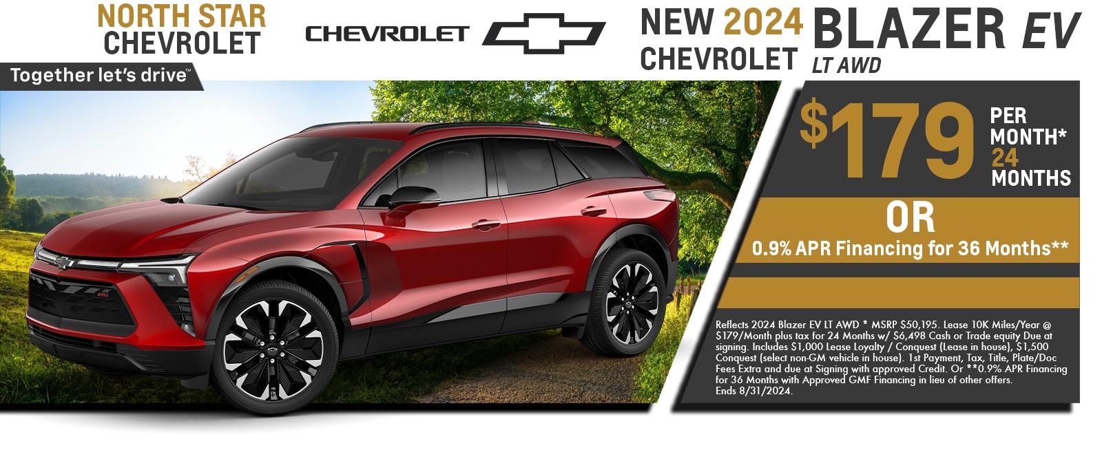 2024 Chevy Blazer EV lease for $179 Per month for 24 months