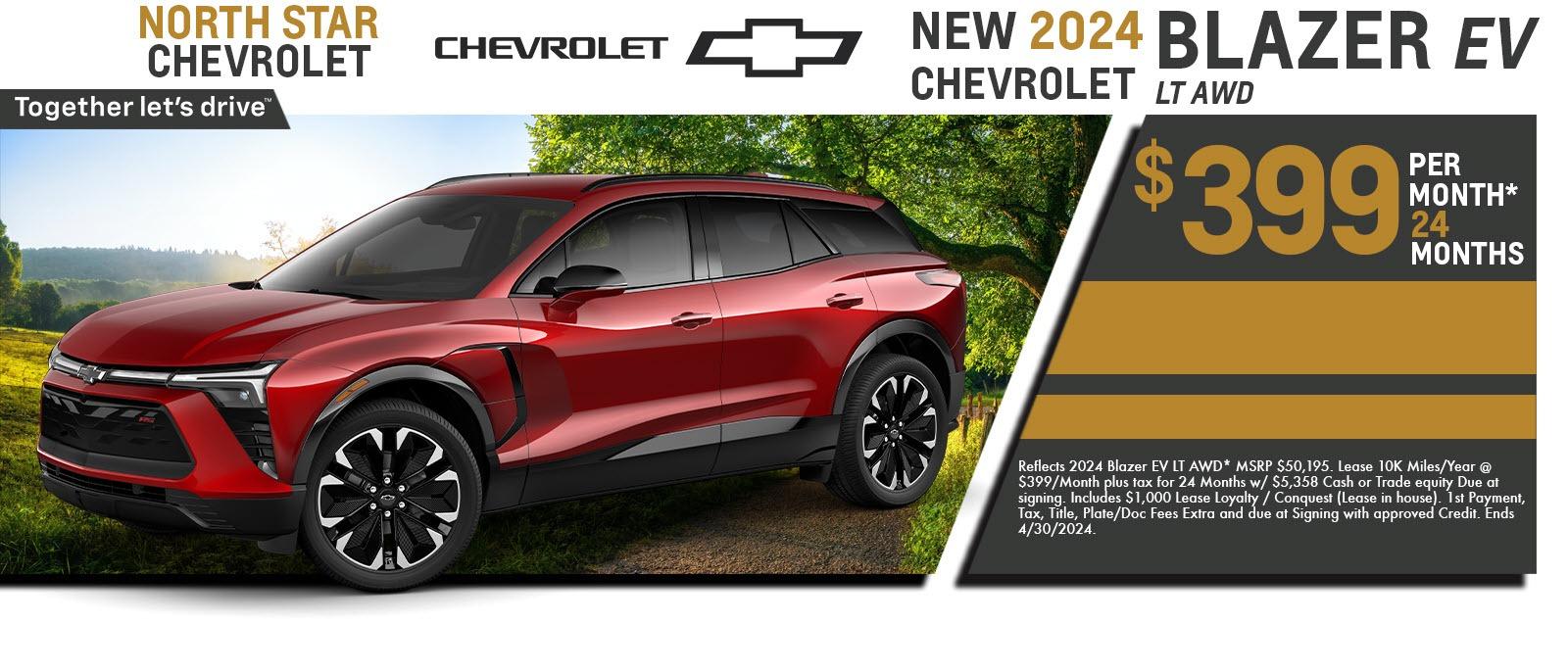 2024 Chevy Blazer EV lease for $399 Per month for 24 months
