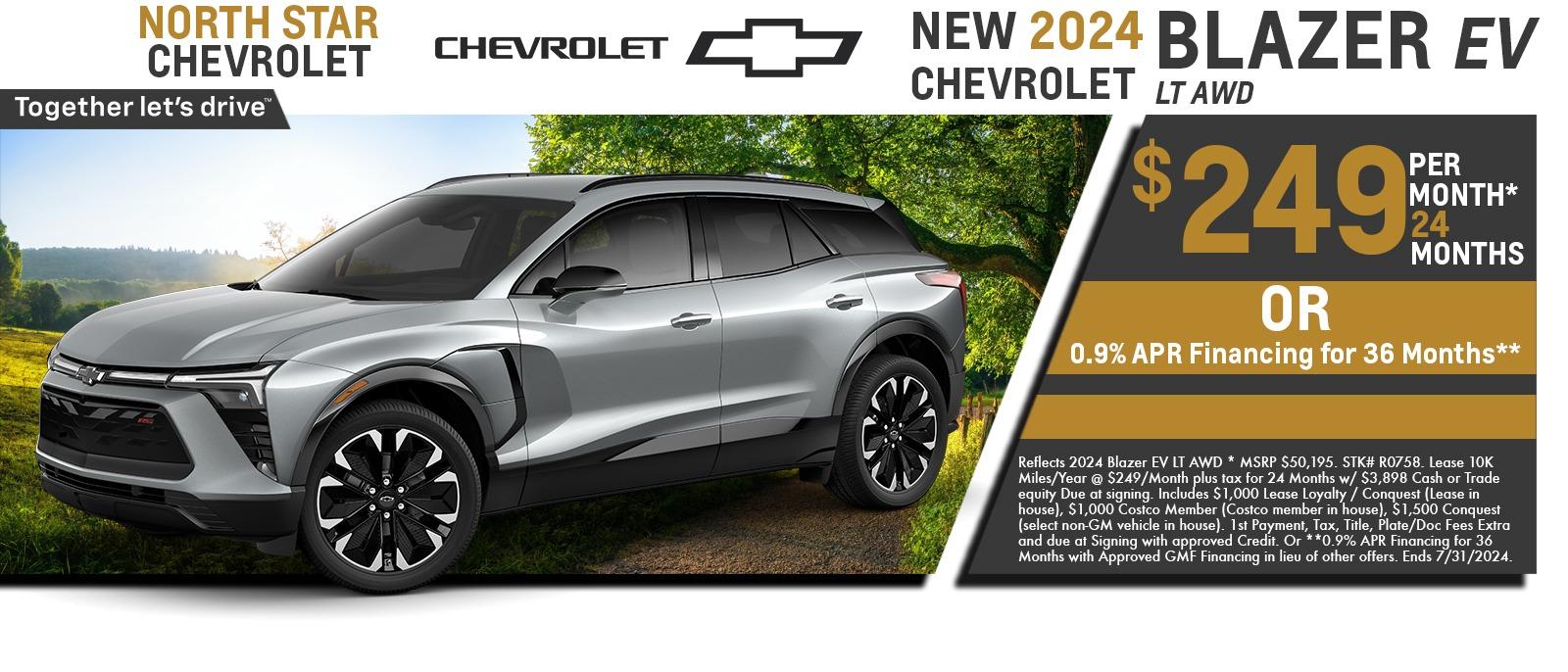 2024 Chevy Blazer EV lease for $249 Per month for 24 months