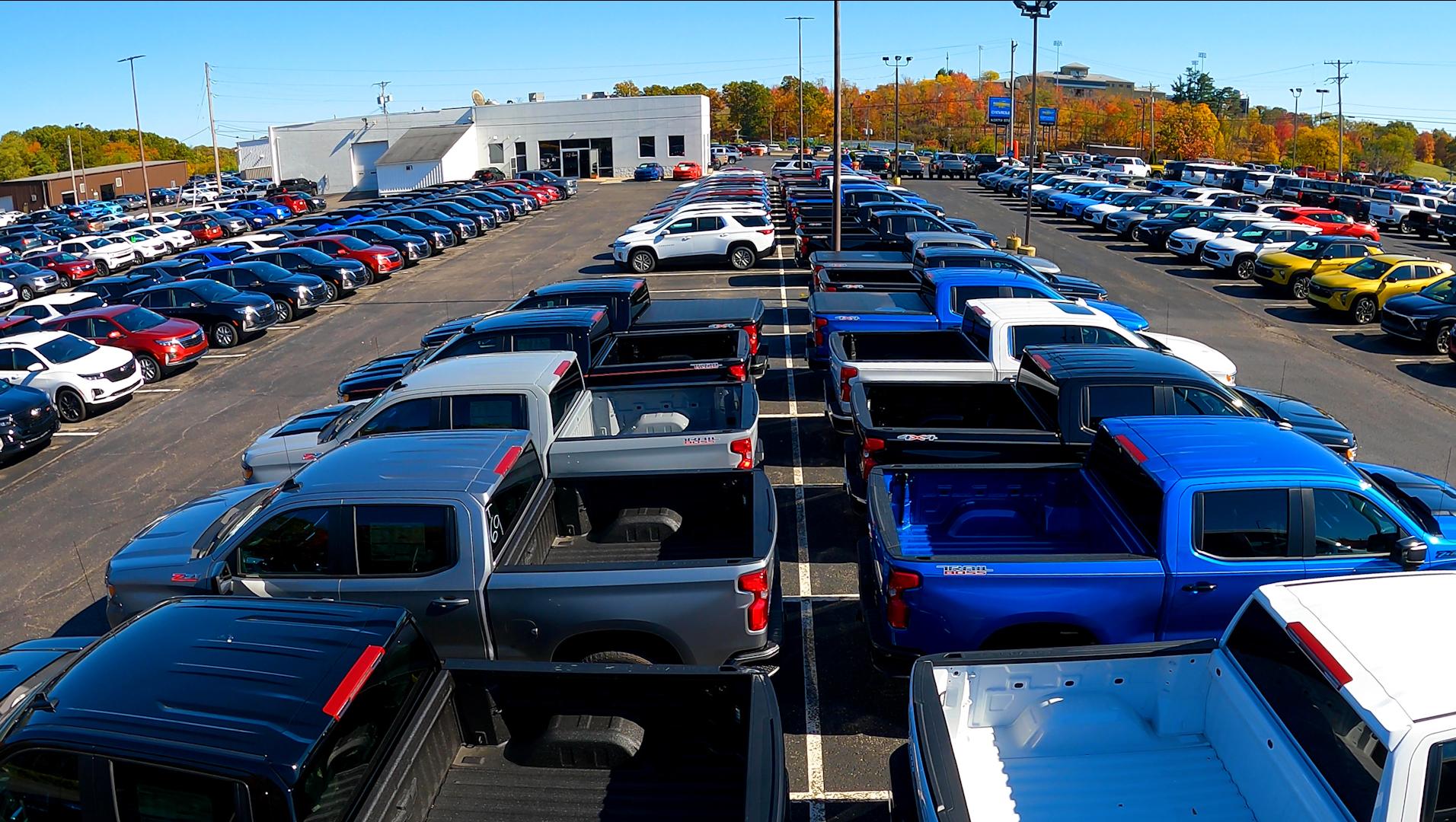 Vehicles in a dealership lot