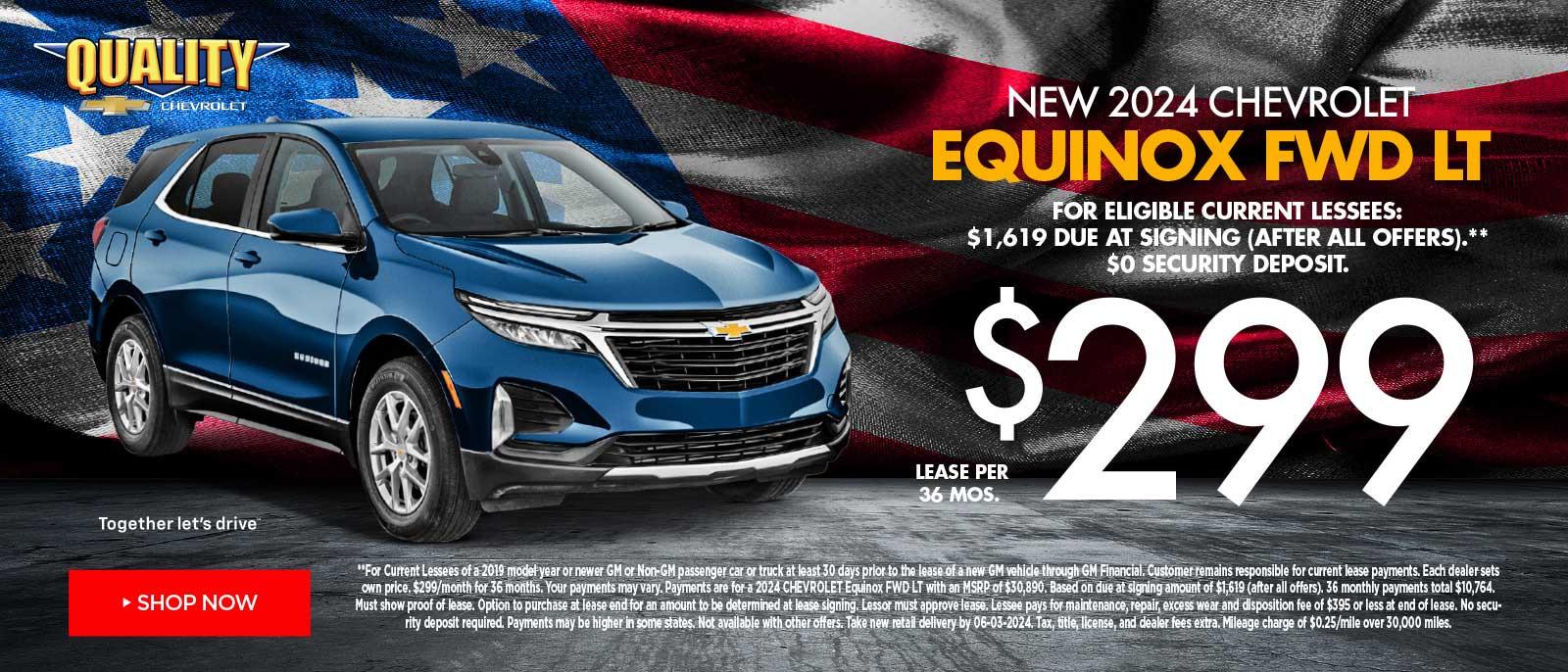 New 2024 Chevrolet Equinox FWD LT $299/36 Month Lease