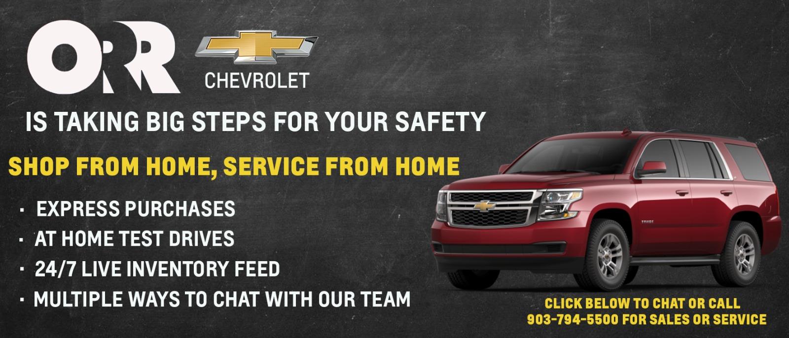 Orr Chevy Shop From Home - taking big steps for your safety