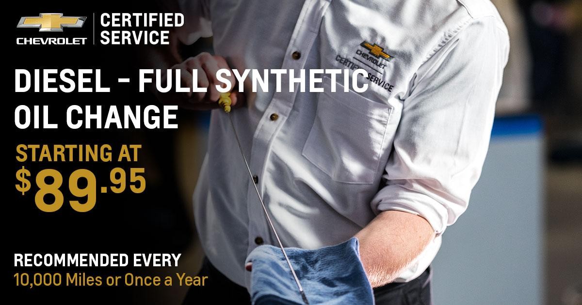 Chevrolet Diesel Synthetic Oil Change Service Special Coupon