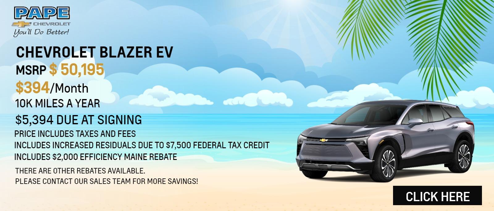 MSRP $ 50,195
- $394/Month
- 10k miles a year
- $5,394 due at signing
- Price Includes taxes and fees
- Includes increased residuals due to $7,500 Federal Tax Credit
- Includes $2,000 Efficiency Maine Rebate
"