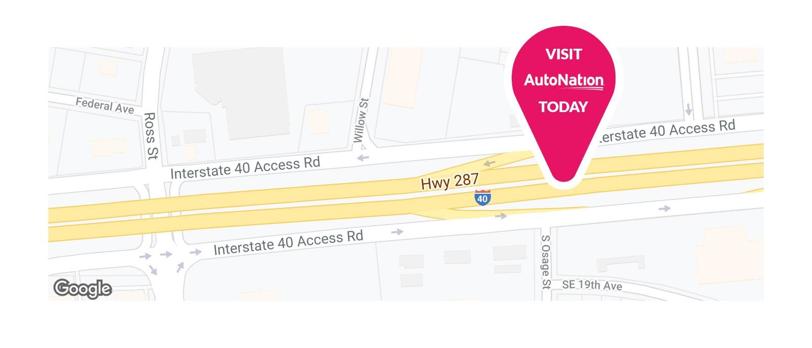 Map showing the location of Autonation Chevrolet of Amarillo