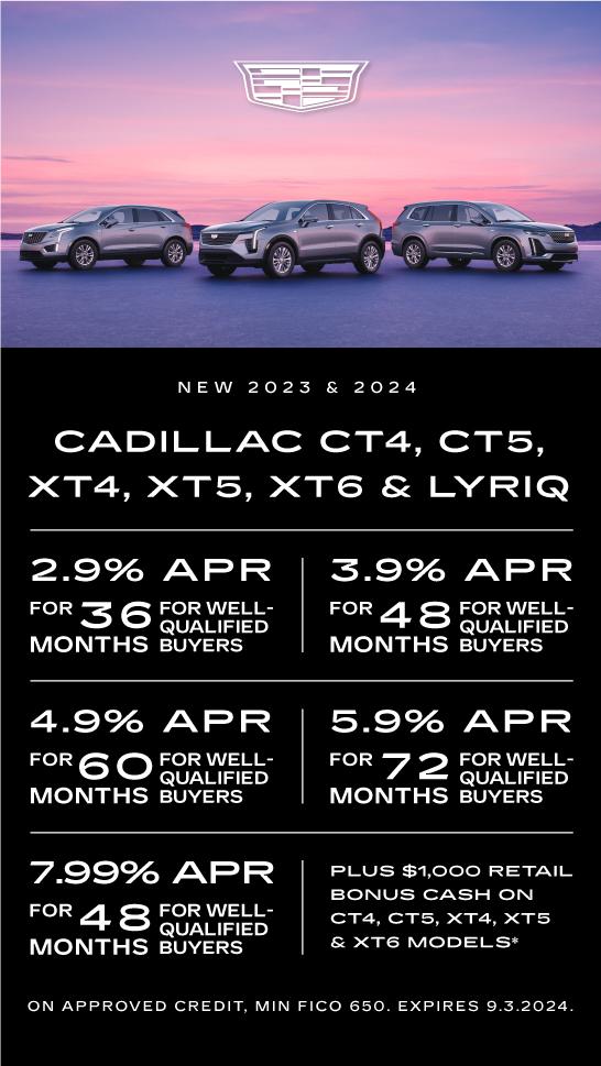 Cadillac CT4, CT5, XT4, XT5 and XT6 June APR Offers