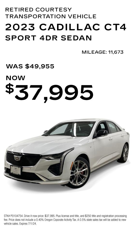 2023 Cadillac CT4 MSRP Off Offer