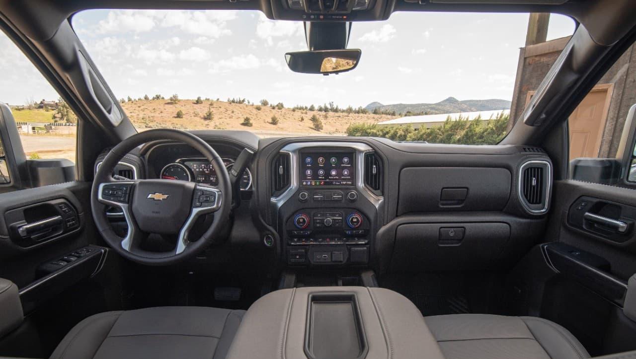 Full interior view of 2022 Chevy Silverado 2500HD looking towards front of the vehicle