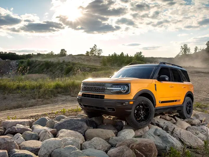 2021 Ford Bronco Sport driving over some rocks