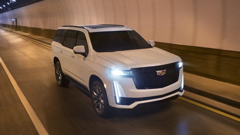 2022 Cadillac Escalade Luxury SUV driving in tunnel
