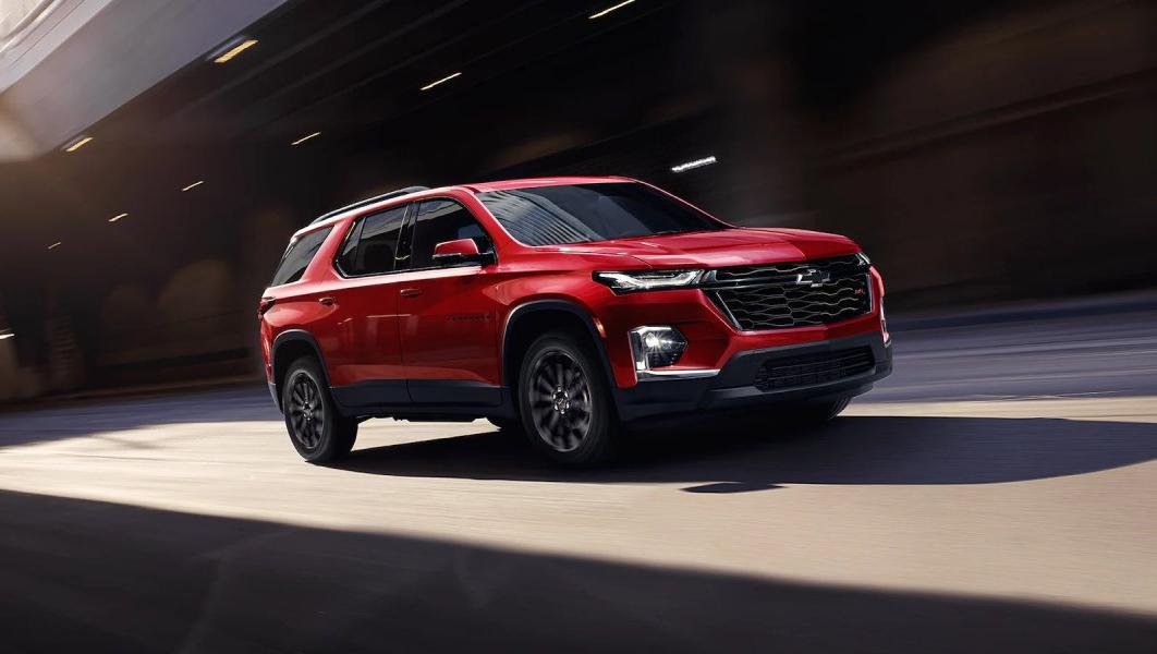 2023 Chevy Traverse Red driving