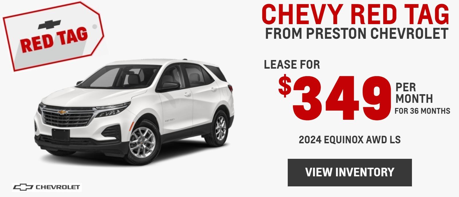 (240239) LEASE A 2024 EQUINOX AWD LS FOR $349 PER MONTH FROM PRESTON CHEVROLET IN BURTON, OH