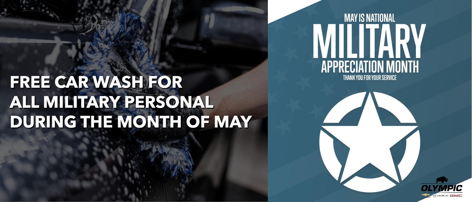Free Car Wash for all Military Personal during the month of May