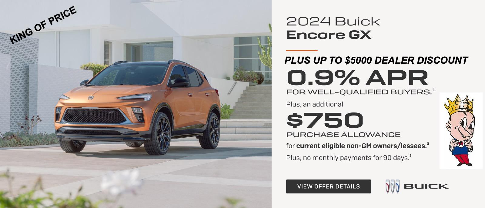 0.9% APR 
FOR WELL-QUALIFIED BUYERS.1

Plus, an additional $750 PURCHASE ALLOWANCE for current eligible non-GM owners/lessees.2

Plus, no monthly payments for 90 days.3