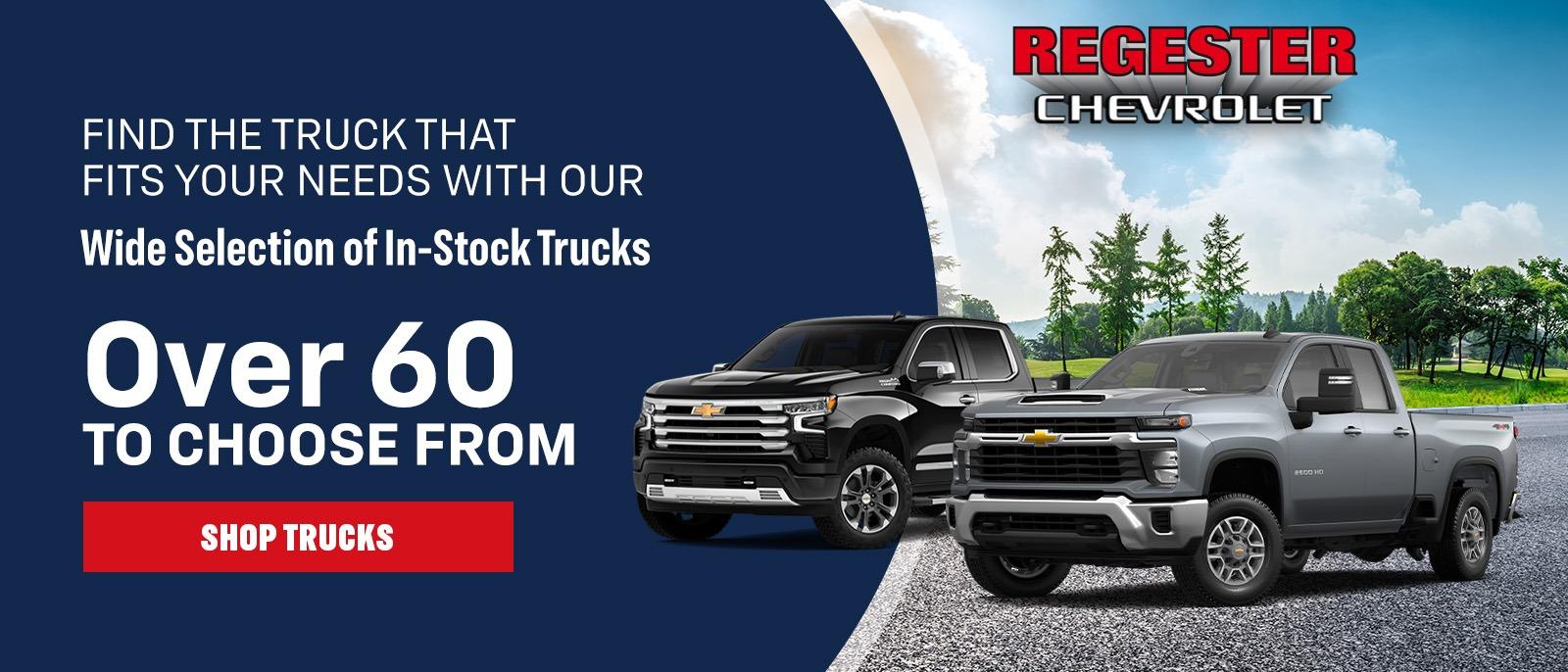 Wide selection of new trucks