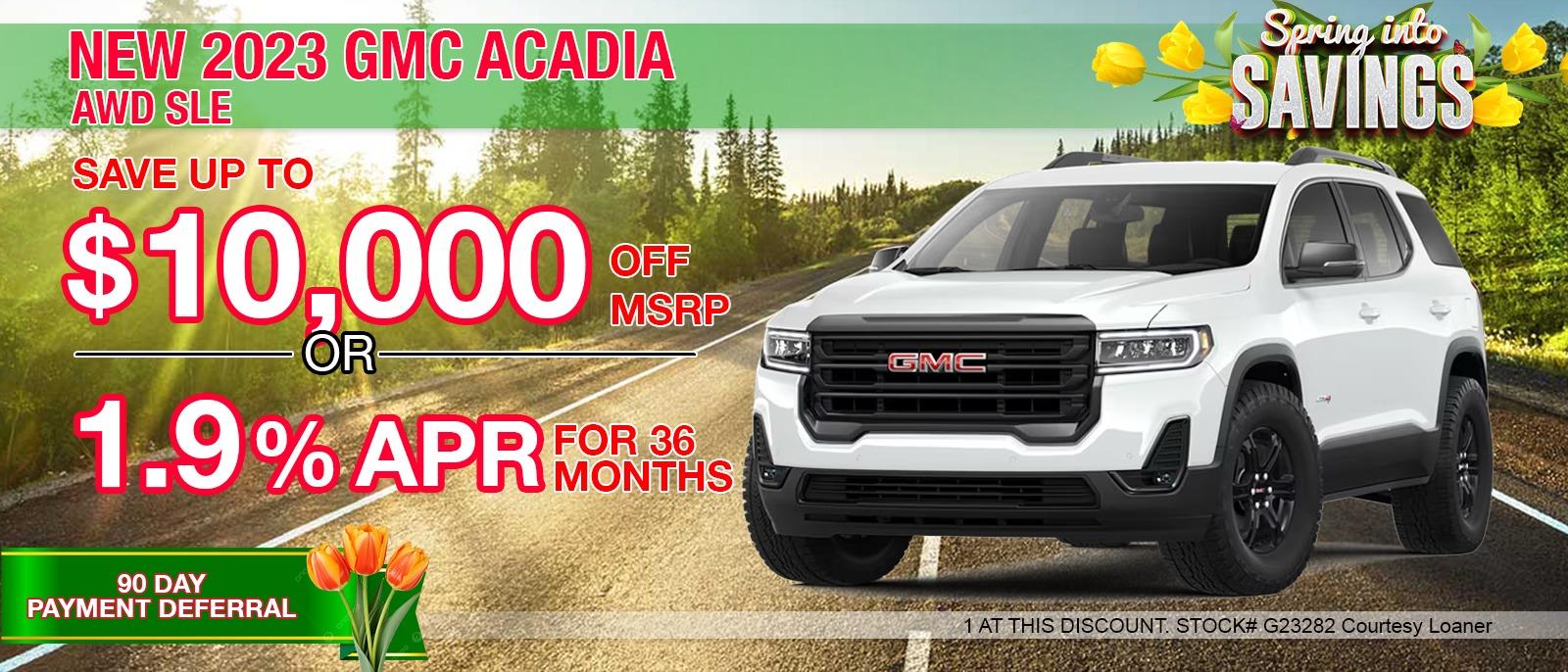 2023 GMC ACADIA AWD SLE.  SAVE UP TO $10,000 OFF MSRP.