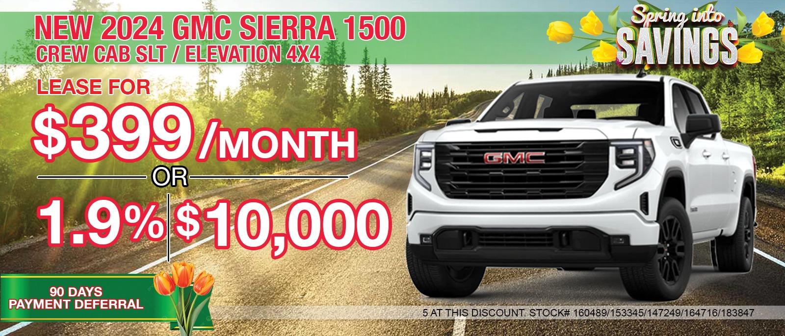 2024 GMC Sierra 1500 Crew Cab
DENALI ULTIMATE / DENALI / SLT / ELEVATION / 4x4. Your Net Savings After All Offers save up to $10,000.