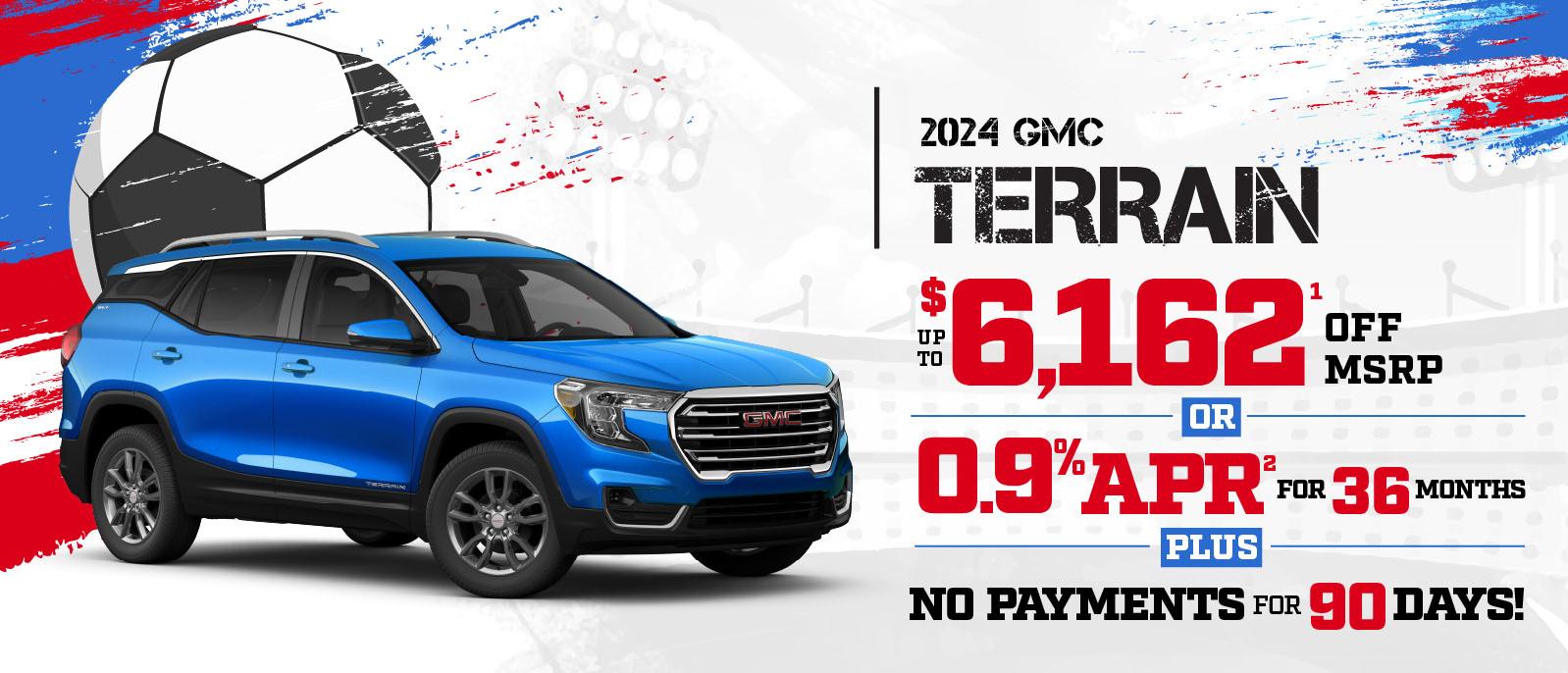 2024 GMC Terrain - up to $6162 OFF MSRP or 0.9% APR plus no payments for 90 days