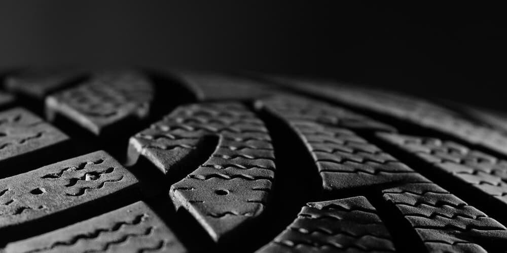 Black tire tread close-up