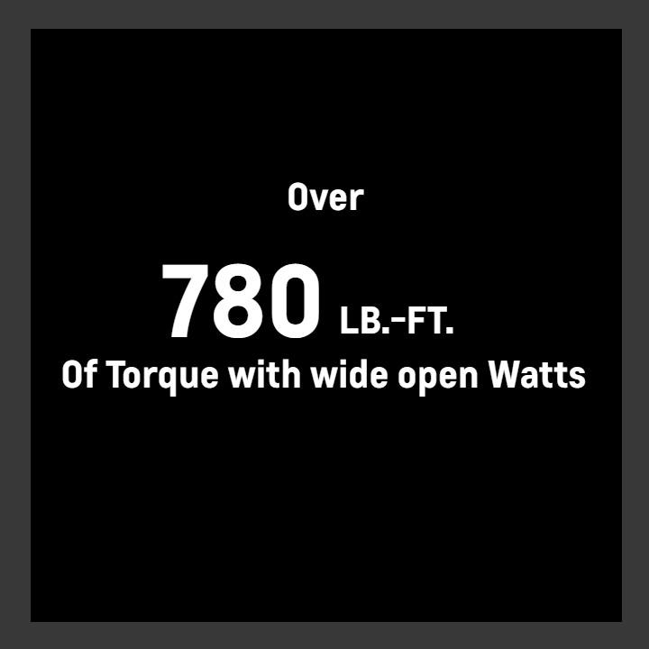 Over 780 Torque with wide open watts