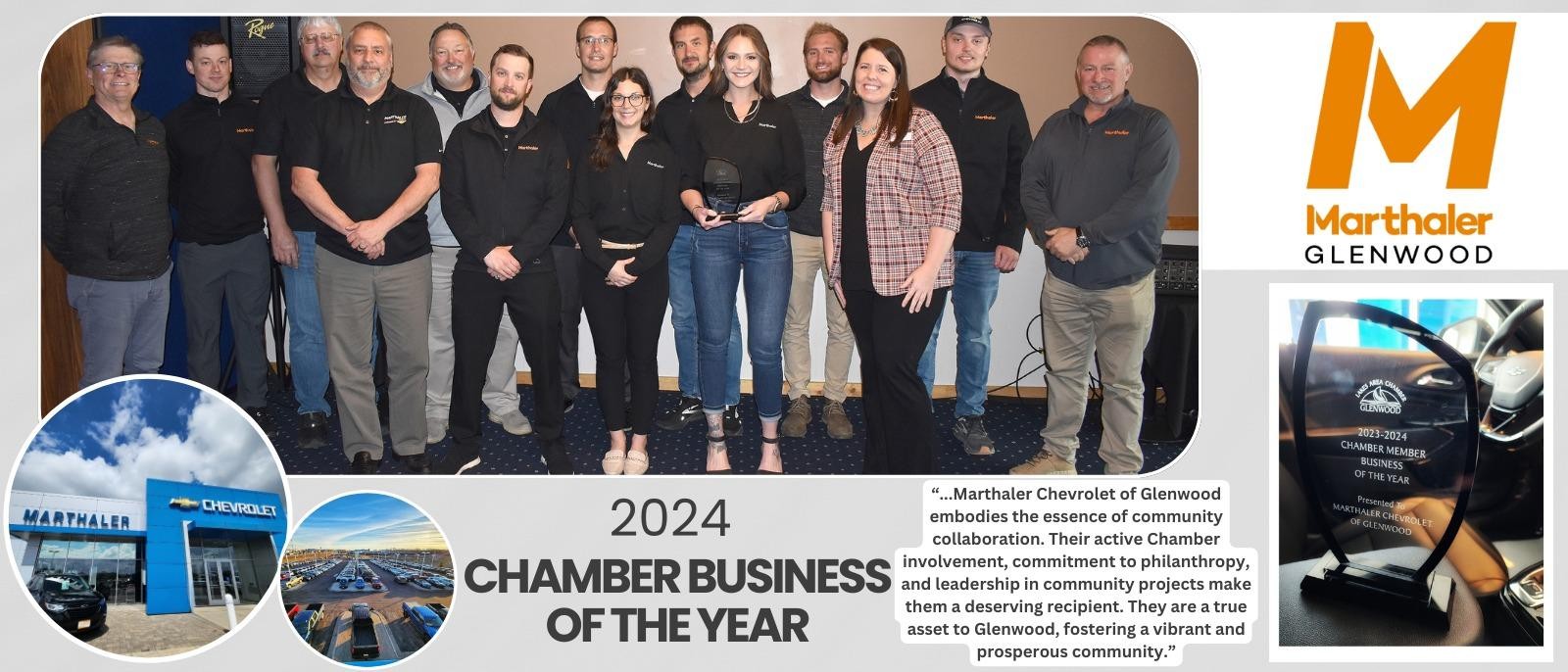 Marthaler Glenwood. 2024 Chamber Business of the Year.