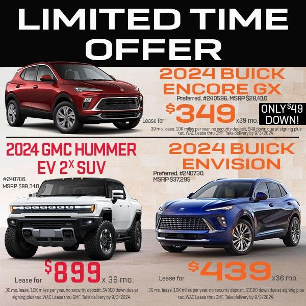 Lease a new 2024 Buick Envision or 2024 GMC Hummer EV