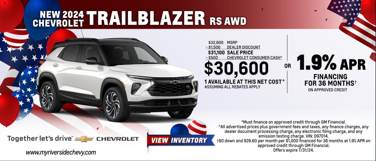 New 2024 Chevy  Trailblazer Rs AWD