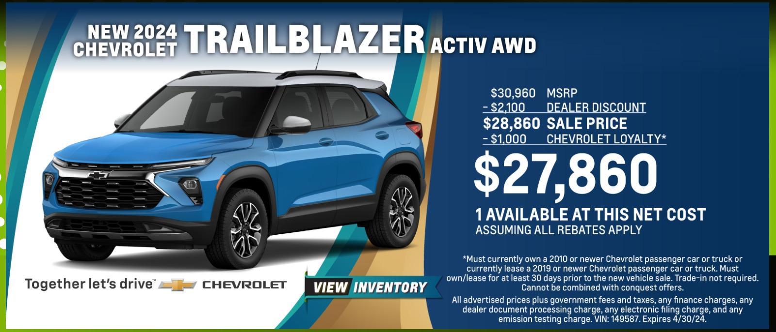 Purchase a New 2024 Chevy Trailblazer