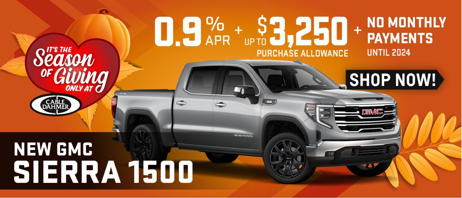 GMC Sierra 1500 for 0.9% APR and up to $3,250 purchase allowance