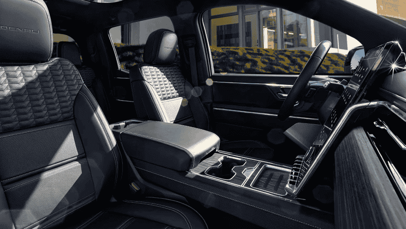 The interior of the 2025 GMC Sierra EV Denali.