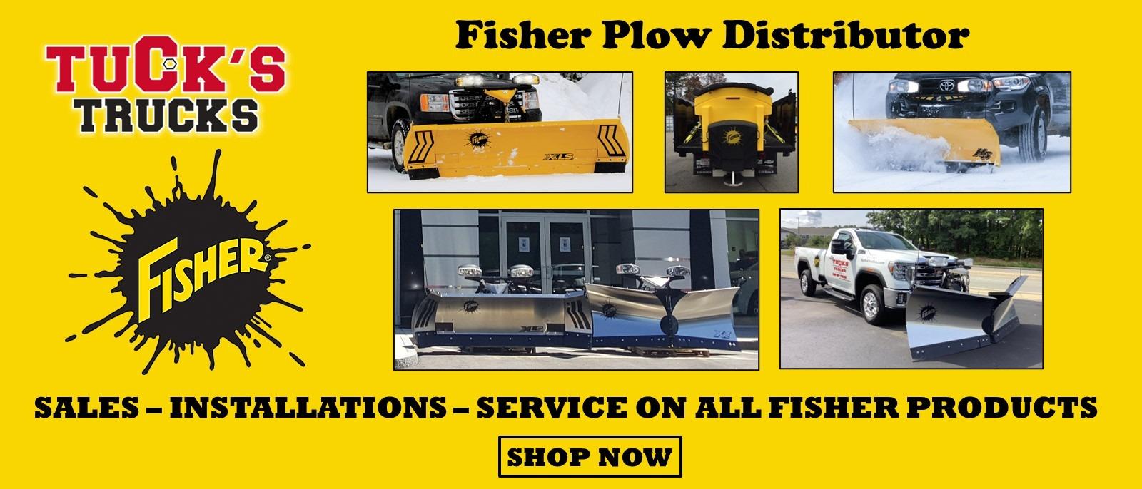 Get a Fisher Plow at Tuck's Trucks GMC.  A Fisher plow distributor.