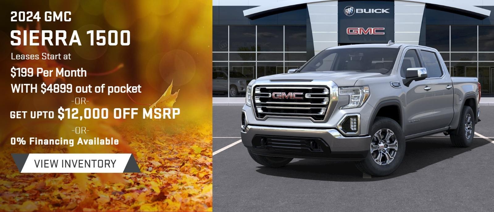 2024 GMC Sierra 1500
Leases Start at $199 per month with $4899 out of pocket †††
Get up to $12000 off †
0% Financing Available††