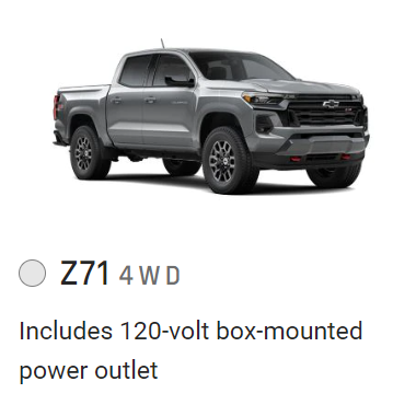 Z71 4WD Includes 120-volt box-mounted power outlet
