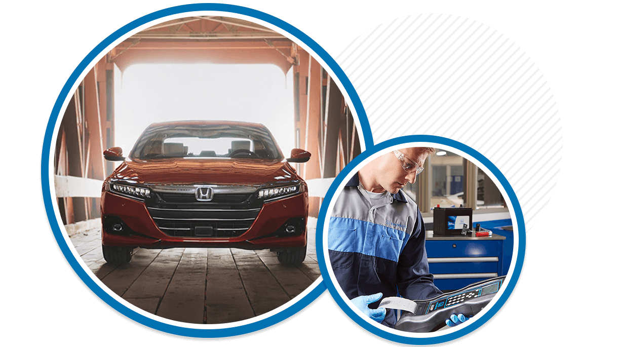 Honda vehicle exterior and Honda service technician